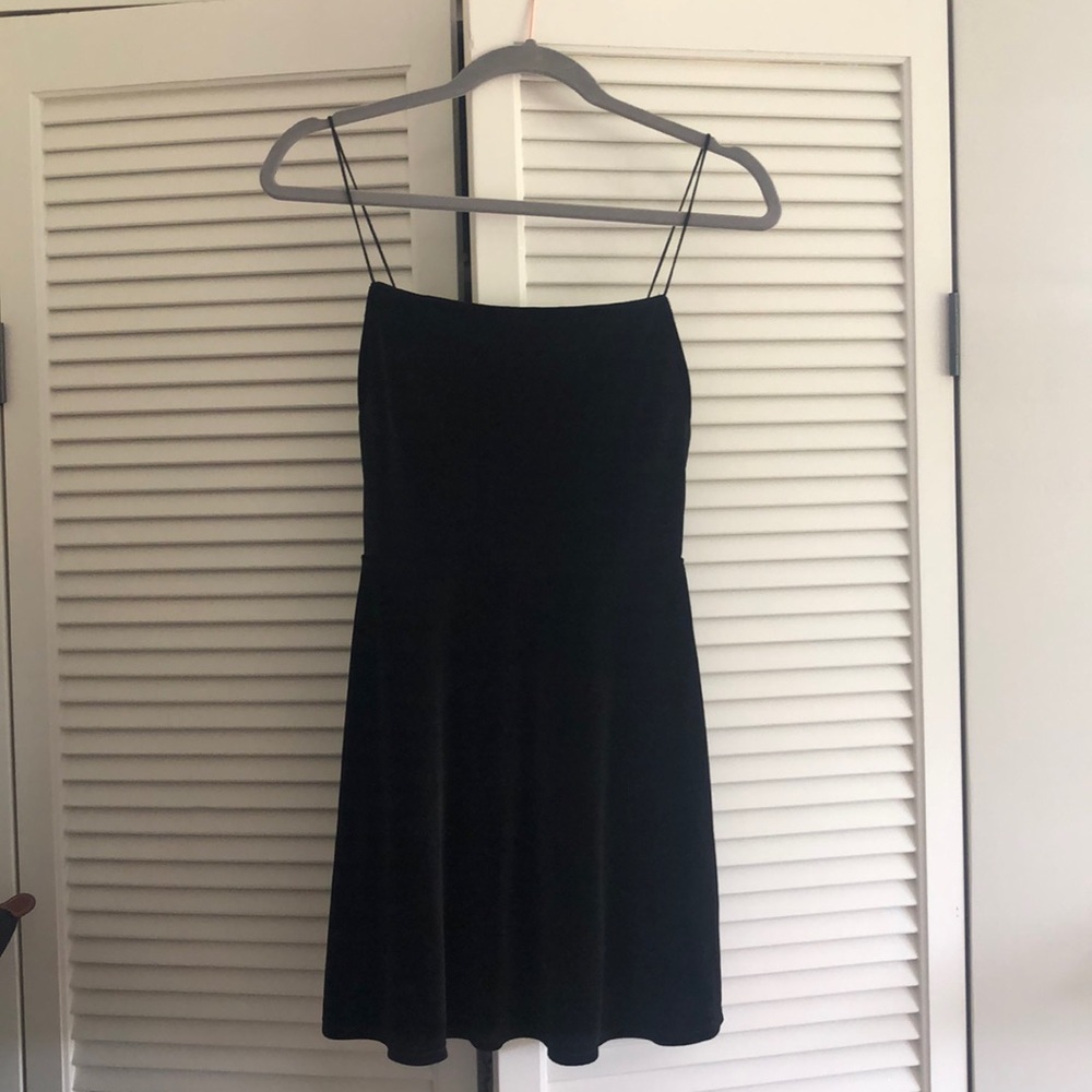 Black velvet mini dress